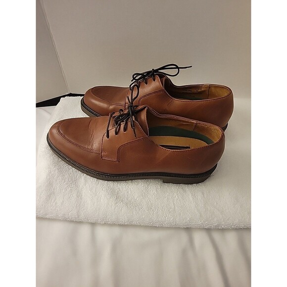 Barrington Mens 8 Shoes Brown Leather Split Toe Oxford Lace Up 8D Allen Edwards - Picture 5 of 16